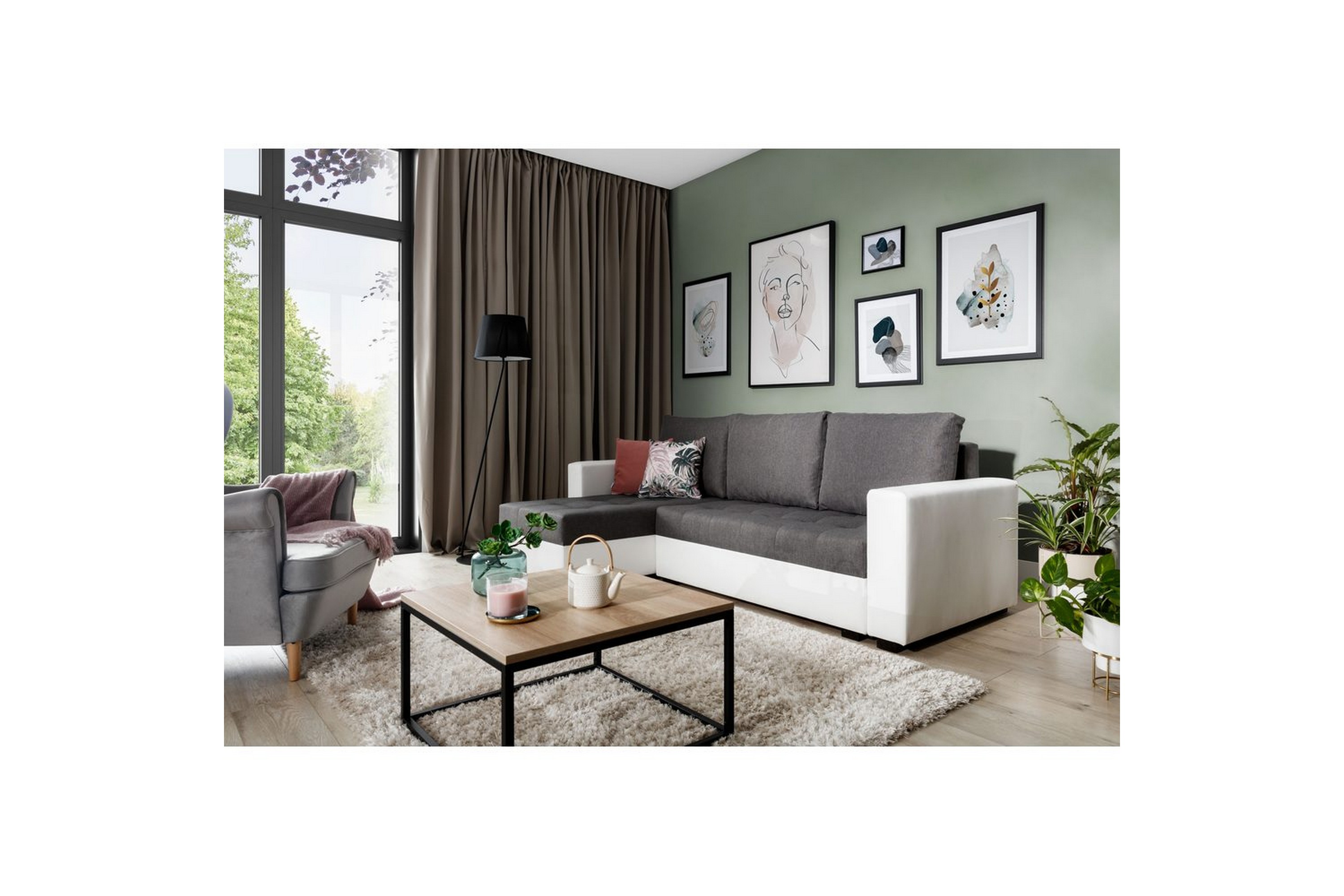 sektionssoffa eltap newark 237x150x90 cm - sawana 05, soft 17, grå, vit