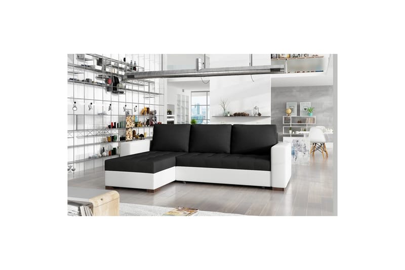 Sektionssoffa Eltap Newark 237x150x90 cm - Sawana 14, Soft 17, Svart, Vit - Möbler - Vardagsrum - Bäddsoffor
