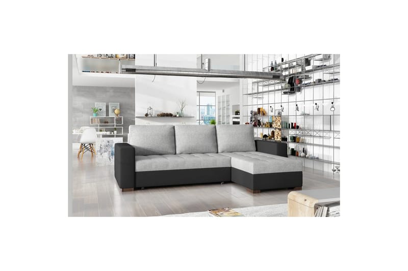 Sektionssoffa Eltap Newark 237x150x90 cm - Sawana 21, Soft 11, Grå, Svart - Möbler - Vardagsrum - Bäddsoffor