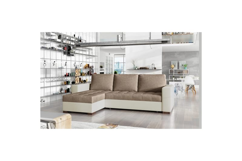 Sektionssoffa Eltap Newark 237x150x90 cm, Sawana 25, Soft 33, Brun, Beige