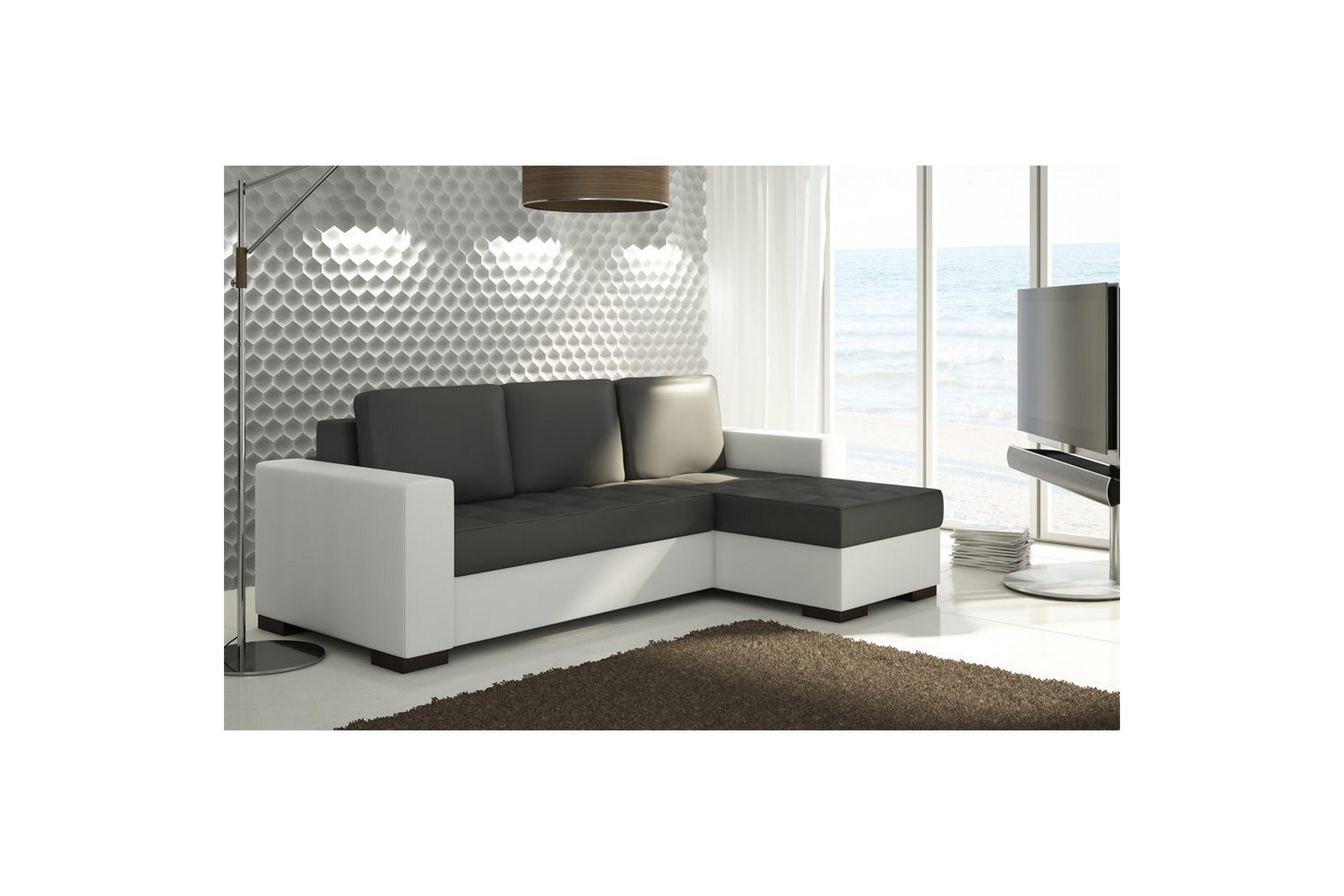 sektionssoffa eltap newark 237x150x90 cm - soft 11, soft 17, svart, vit