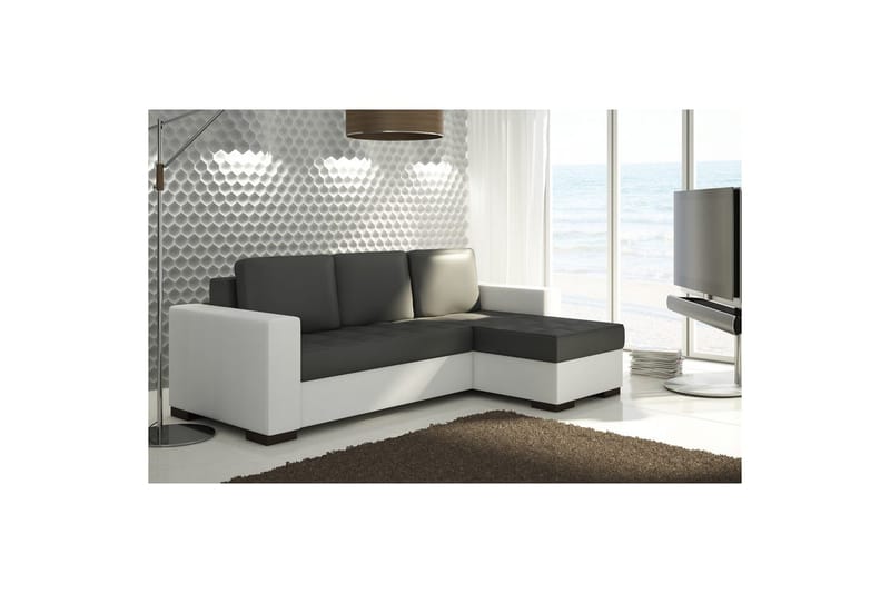 Sektionssoffa Eltap Newark 237x150x90 cm - Soft 11, Soft 17, Svart, Vit - Möbler - Vardagsrum - Bäddsoffor