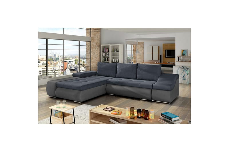 Sektionssoffa Eltap Ontario 295x200x82 cm - Soro 76, Soro 93, Blå, Grå, Vänster - Möbler - Vardagsrum - Bäddsoffor