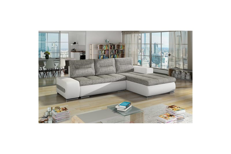 Sektionssoffa Eltap Ottavio 275x180x85 cm - Berlin 01, Soft 17, Grå, Vit, Höger - Möbler - Vardagsrum - Bäddsoffor