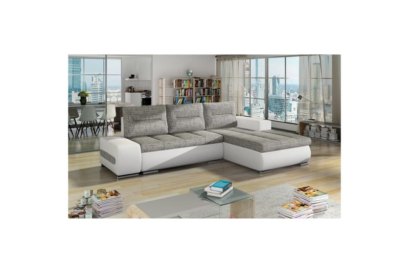 Sektionssoffa Eltap Ottavio 275x180x85 cm - Berlin 01, Soft 17, Grå, Vit, Höger - Möbler - Vardagsrum - Bäddsoffor