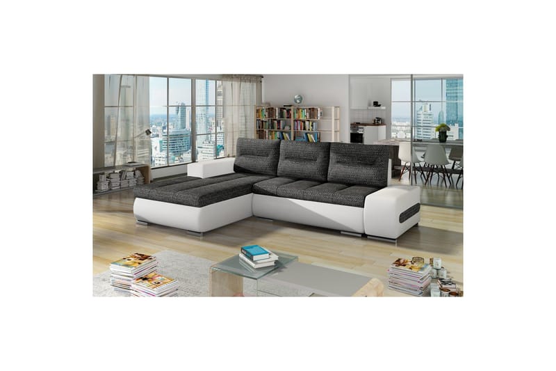 Sektionssoffa Eltap Ottavio 275x180x85 cm - Berlin 02, Soft 17, Svart, Vit, Vänster - Möbler - Vardagsrum - Bäddsoffor