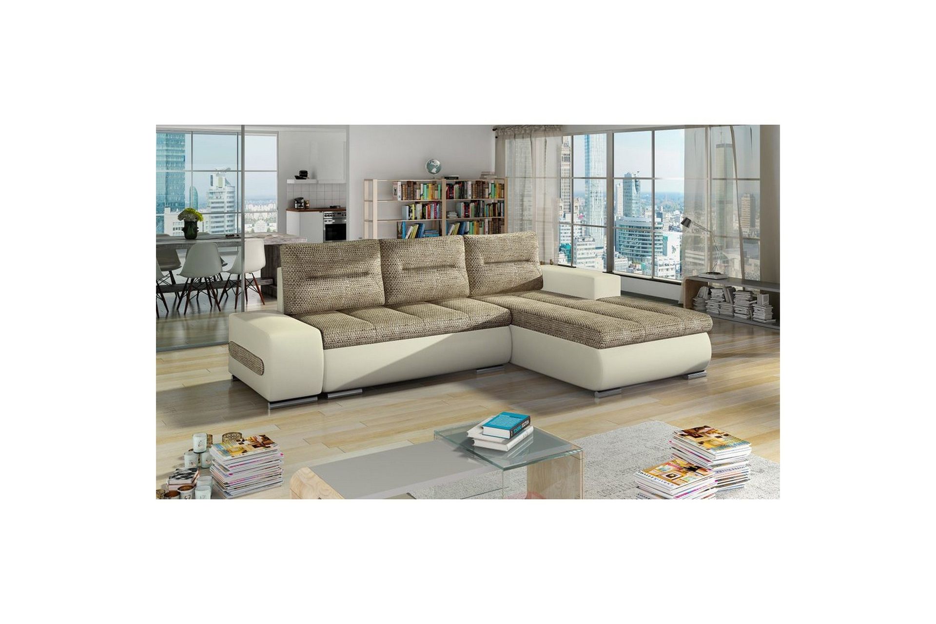 Sektionssoffa Eltap Ottavio 275x180x85 cm - Berlin 03, Soft 33, Beige, H&ouml;ger