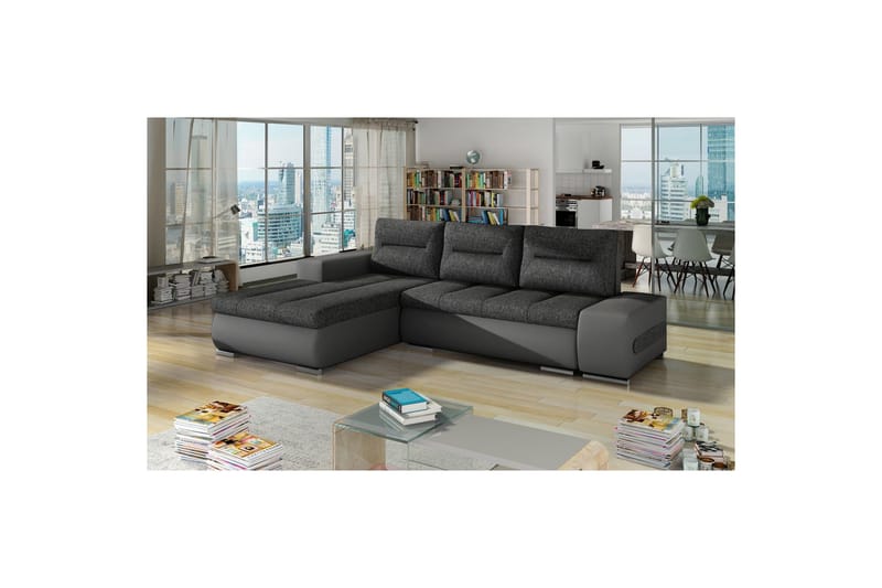 Sektionssoffa Eltap Ottavio 275x180x85 cm - Inari 96, Soft 29, Mörkgrå, Grå, Vänster - Möbler - Vardagsrum - Bäddsoffor