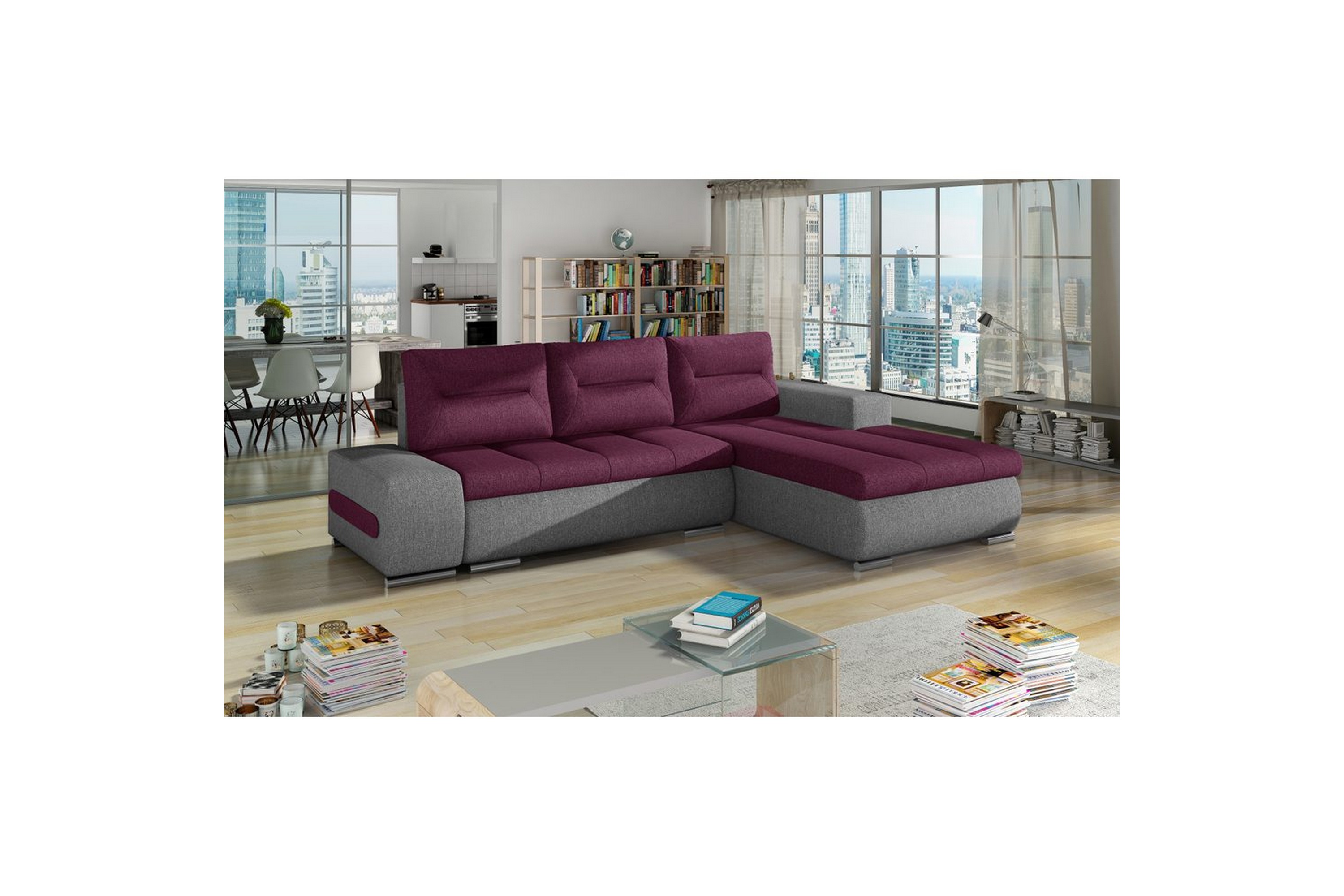 sektionssoffa eltap ottavio 275x180x85 cm - lars 68, lars 98, lila, grå, höger