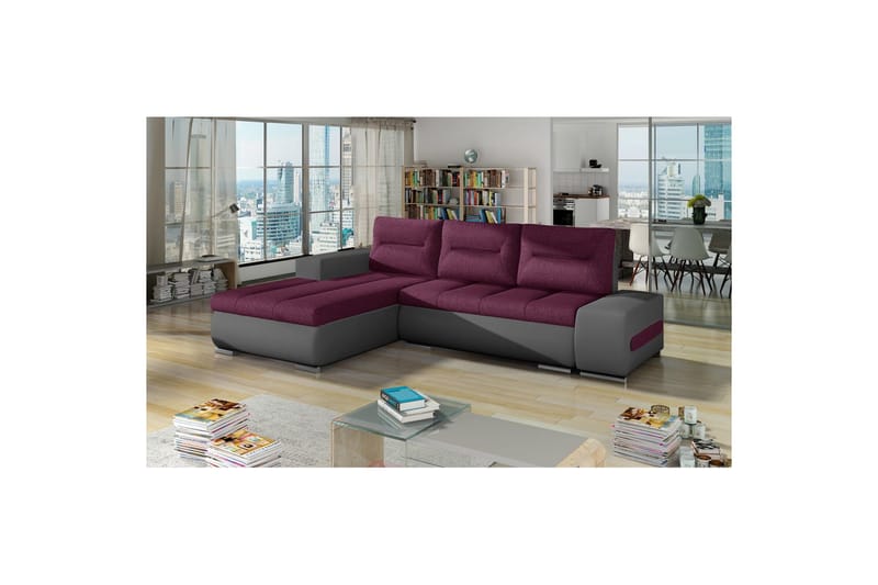 Sektionssoffa Eltap Ottavio 275x180x85 cm - Lars 68, Soft 29, Lila, Grå, Vänster - Möbler - Vardagsrum - Bäddsoffor