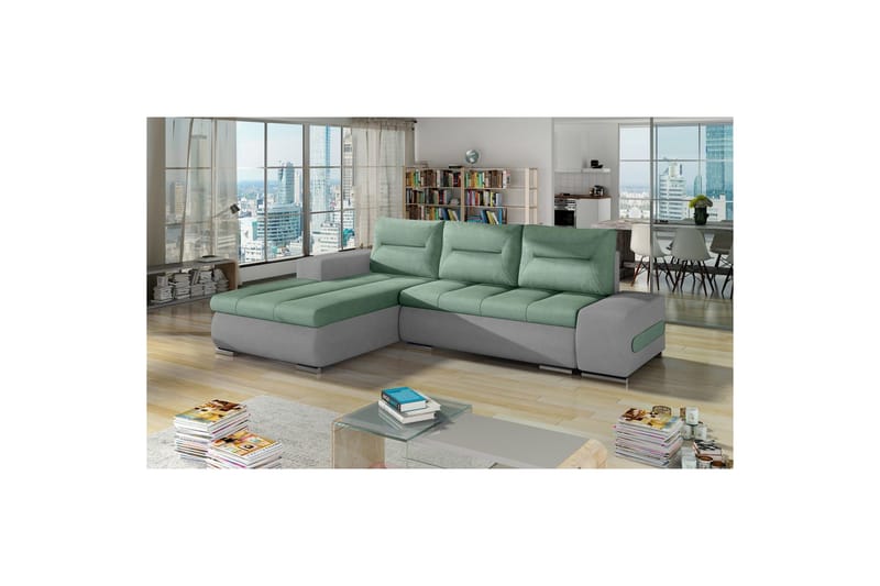 Sektionssoffa Eltap Ottavio 275x180x85 cm - Soro 34, Soro 83, Grön, Vit, Vänster - Möbler - Vardagsrum - Bäddsoffor
