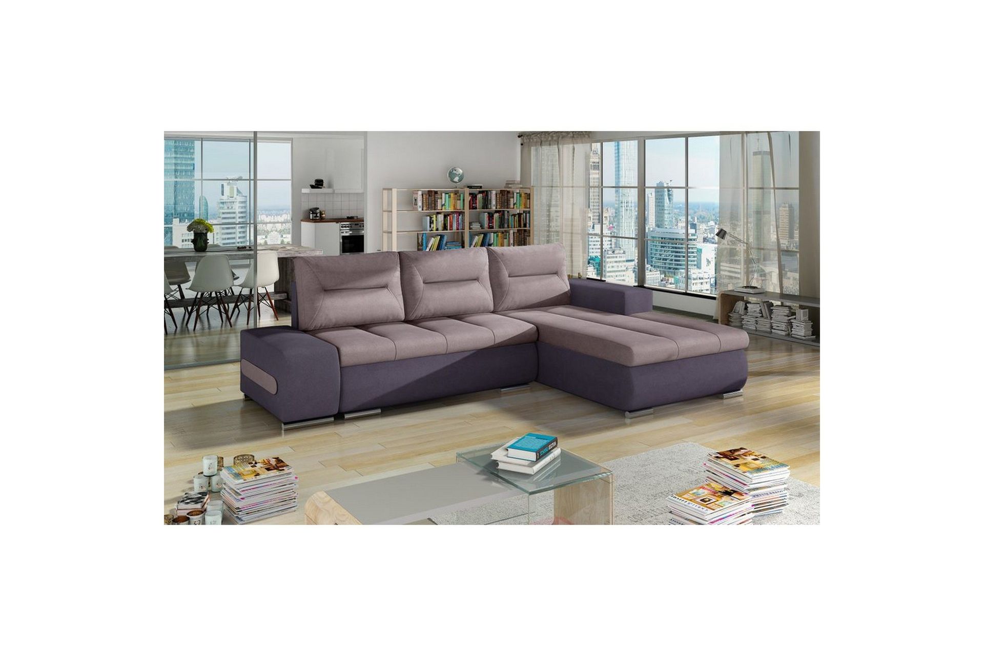 Sektionssoffa Eltap Ottavio 275x180x85 cm - Soro 61, Soro 65, Rosa, Lila, H&ouml;ger