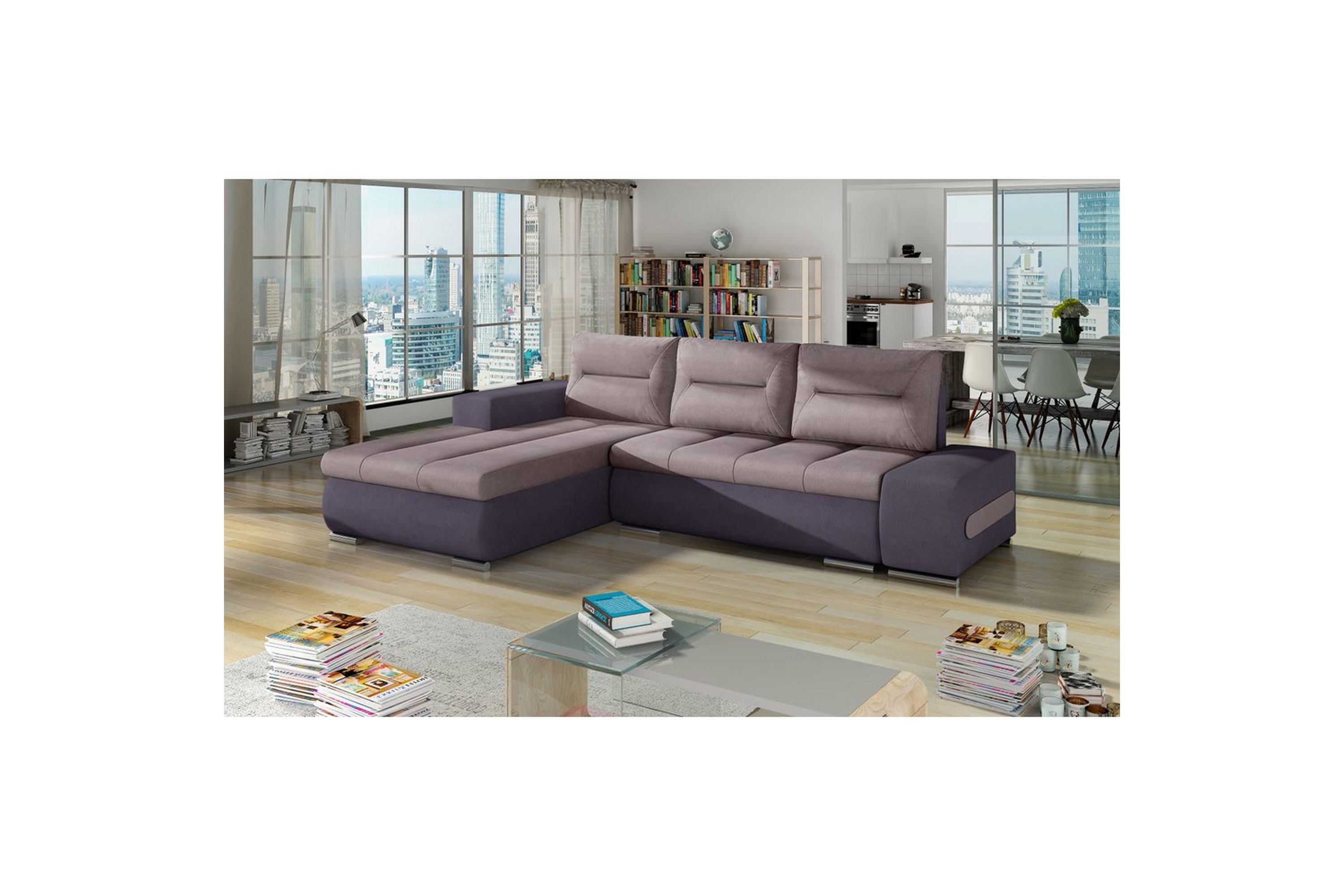 sektionssoffa eltap ottavio 275x180x85 cm - soro 61, soro 65, rosa, lila, vänster