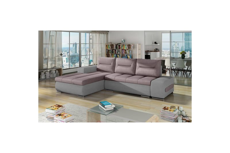 Sektionssoffa Eltap Ottavio 275x180x85 cm - Soro 61, Soro 83, Rosa, Vit, Vänster - Möbler - Vardagsrum - Bäddsoffor