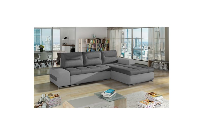 Sektionssoffa Eltap Ottavio 275x180x85 cm - Soro 93, Soro 83, Grå, Vit, Höger - Möbler - Vardagsrum - Bäddsoffor