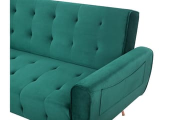 Selnes 3-sits Längsbäddad Fällbar Bäddsoffa 100x181 cm i Sammet - Grön - Möbler - Vardagsrum - Bäddsoffor