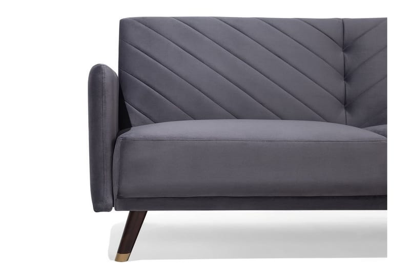Senja 2-sits Bäddsoffa 200 cm i Sammet med Träben - Grå - Möbler - Vardagsrum - Bäddsoffor
