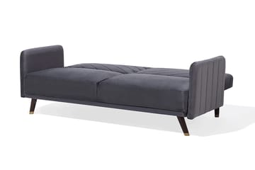 Senja 2-sits Bäddsoffa 200 cm i Sammet med Träben - Grå - Möbler - Vardagsrum - Bäddsoffor