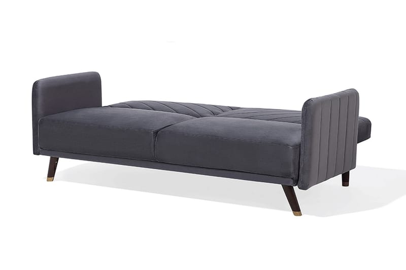 Senja 2-sits Bäddsoffa 200 cm i Sammet med Träben - Grå - Möbler - Vardagsrum - Bäddsoffor