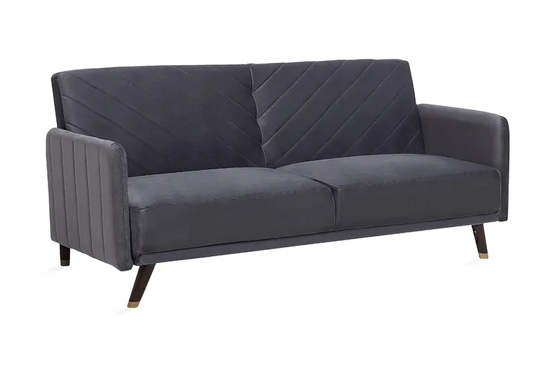 Senja 2-sits Bäddsoffa 200 cm i Sammet med Träben, Grå