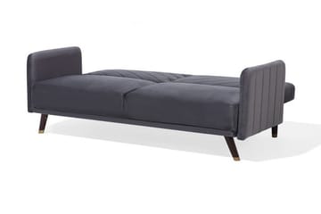 Senja 2-sits Bäddsoffa 200 cm i Sammet med Träben - Grå - Möbler - Vardagsrum - Bäddsoffor
