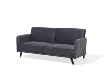 Senja 2-sits Bäddsoffa 200 cm i Sammet med Träben - Grå - Möbler - Vardagsrum - Bäddsoffor