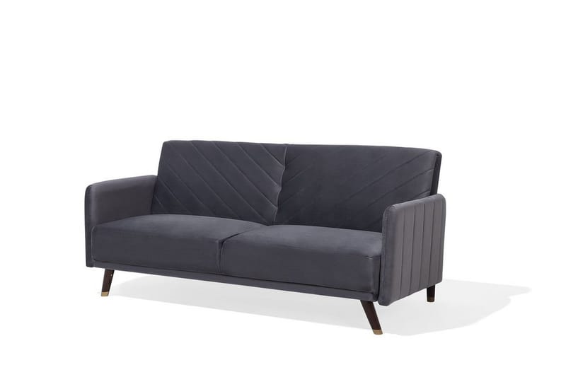 Senja 2-sits Bäddsoffa 200 cm i Sammet med Träben - Grå - Möbler - Vardagsrum - Bäddsoffor