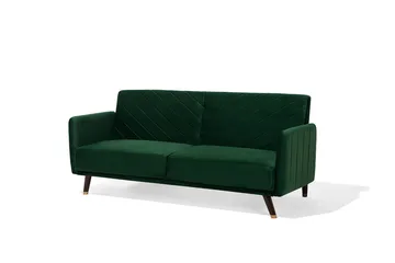 Senja Rektangulär Längsbäddad Bäddsoffa 110x181 cm i Sammet - Grön - Möbler - Vardagsrum - Bäddsoffor
