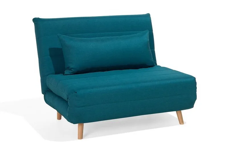 Setten 1-sits Bäddsoffa Fällbar 104 cm i Tyg med Träben, Petrol