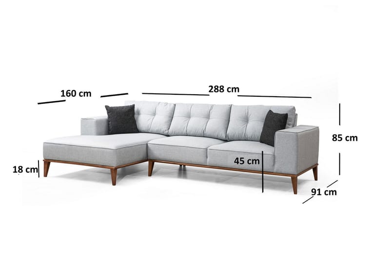 Shallo Bäddsoffa med Divan Vänster - Grå - Möbler - Vardagsrum - Bäddsoffor