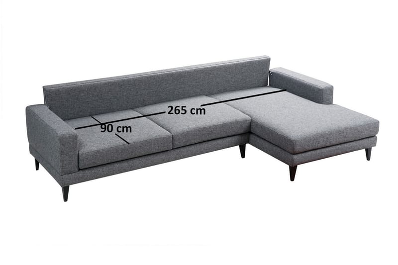 SHALOMES Bäddsoffa med Divan Höger Grå - Möbler - Vardagsrum - Bäddsoffor