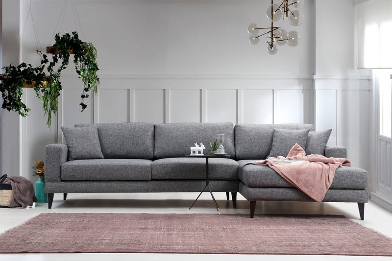 SHALOMES Bäddsoffa med Divan Höger Grå - Möbler - Vardagsrum - Bäddsoffor