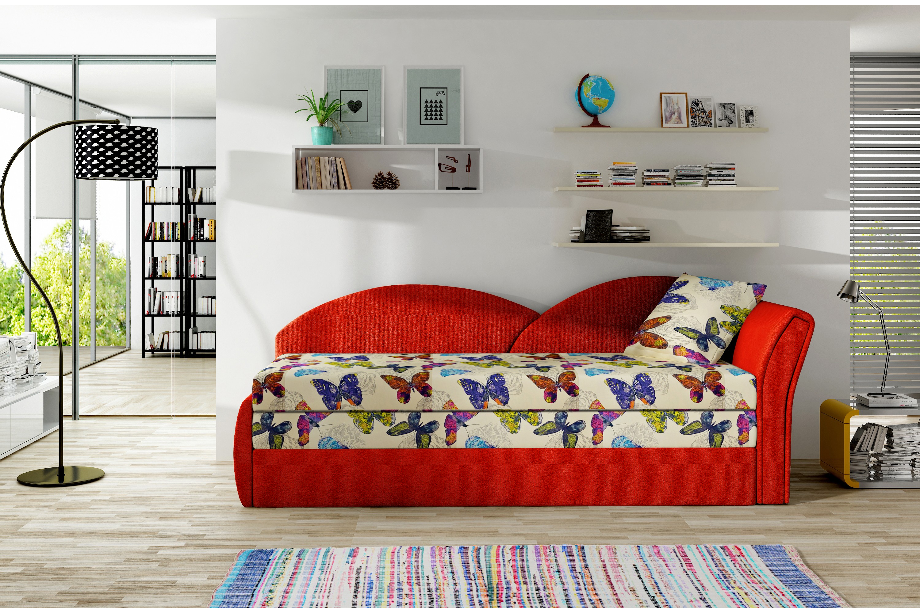 sharee 2-sits bäddsoffa höger röd -