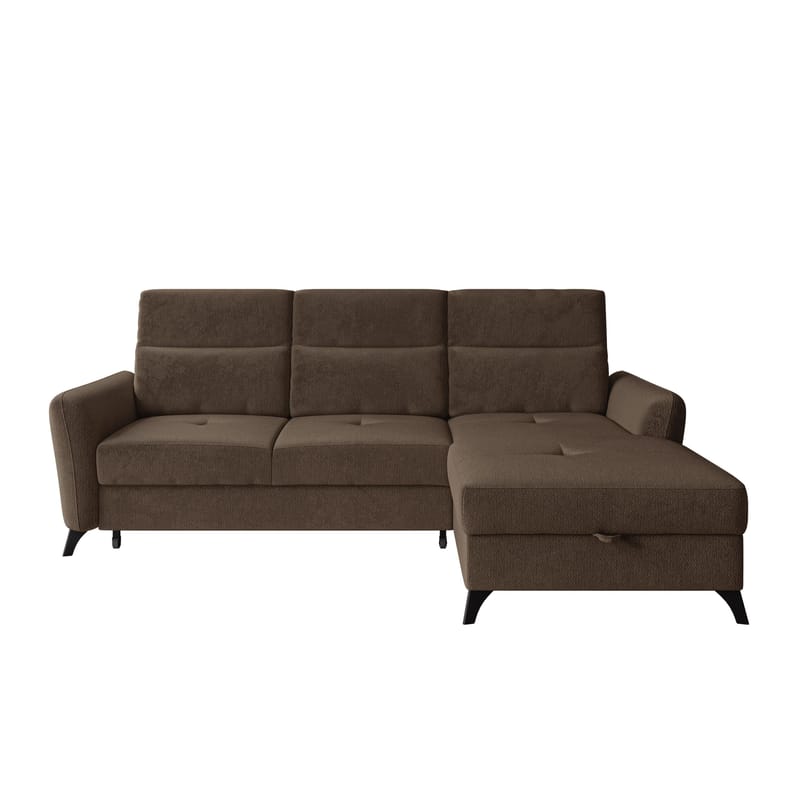 Sies 3-sits Bäddsoffa divan höger med förvaring, brun