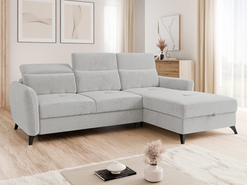 Sies 3-sits Bäddsoffa divan höger med förvaring - grå - Möbler - Vardagsrum - Bäddsoffor - Hörnbäddsoffa