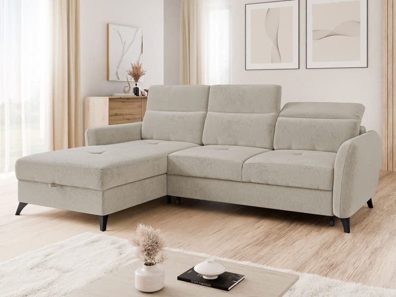 Sies 3-sits Bäddsoffa divan vänster med förvaring - beige - Möbler - Vardagsrum - Bäddsoffor