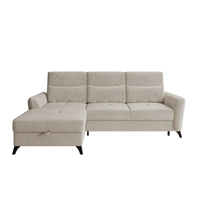 Sies 3-sits Bäddsoffa divan vänster med förvaring, beige