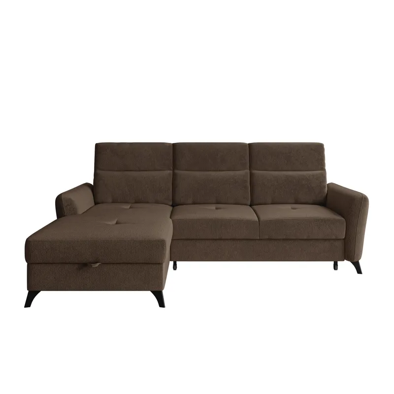Sies 3-sits Bäddsoffa divan vänster med förvaring, brun