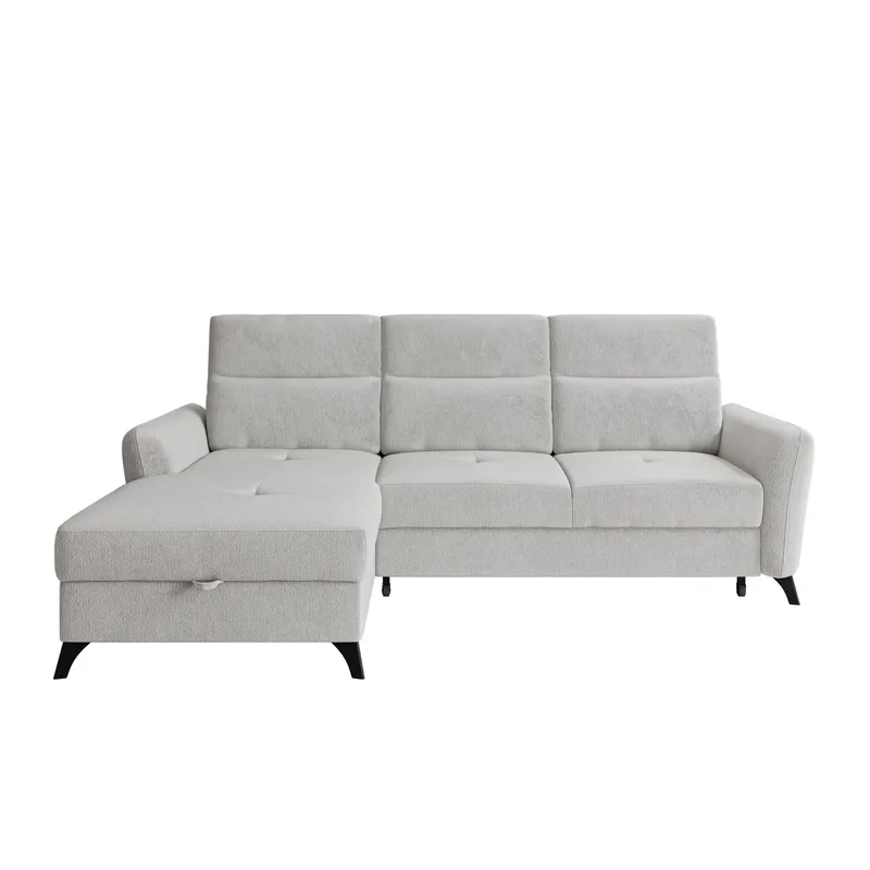 Sies 3-sits Bäddsoffa divan vänster med förvaring, grå