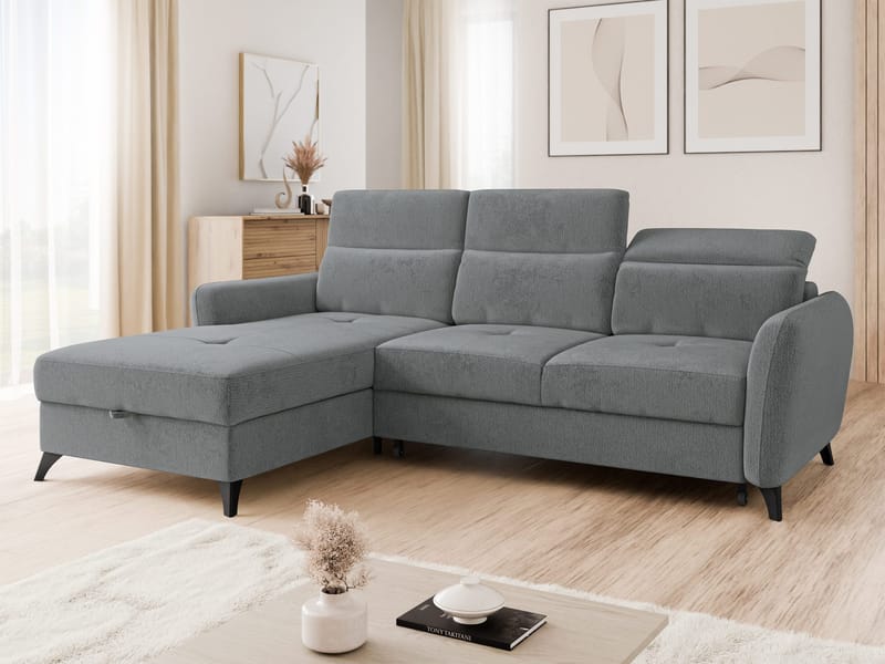 Sies 3-sits Bäddsoffa divan vänster med förvaring - grå - Möbler - Vardagsrum - Bäddsoffor