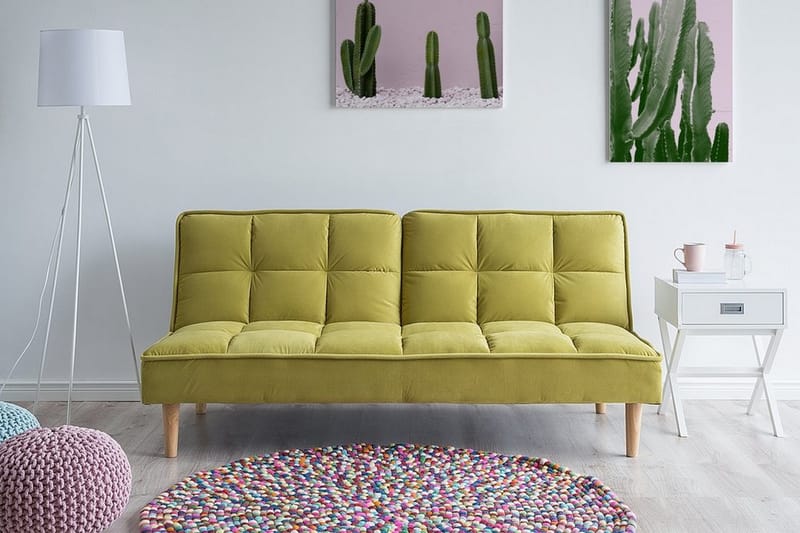 Siljan 3-sits Rektangulär Fällbar Bäddsoffa 105x177 cm i Sammet - Grön - Möbler - Vardagsrum - Bäddsoffor