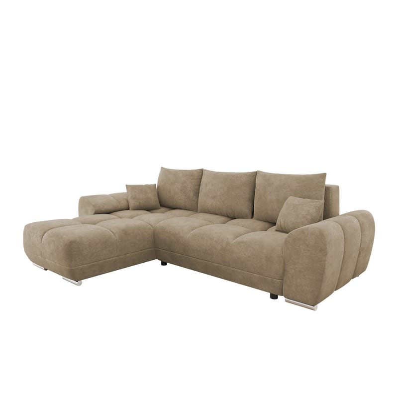 Simerly 4-sits Bäddsoffa divan vänster med förvaring, Beige