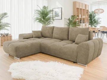 Simerly 4-sits Bäddsoffa divan vänster med förvaring - Beige - Möbler - Vardagsrum - Bäddsoffor