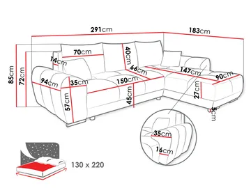 Simerly 4-sits Bäddsoffa divan vänster med förvaring - Beige - Möbler - Vardagsrum - Bäddsoffor