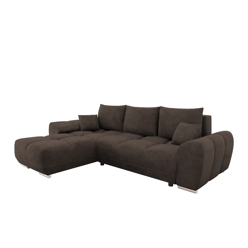 Simerly 4-sits Bäddsoffa divan vänster med förvaring, Brun