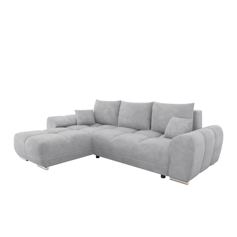 Simerly 4-sits Bäddsoffa divan vänster med förvaring, Grå