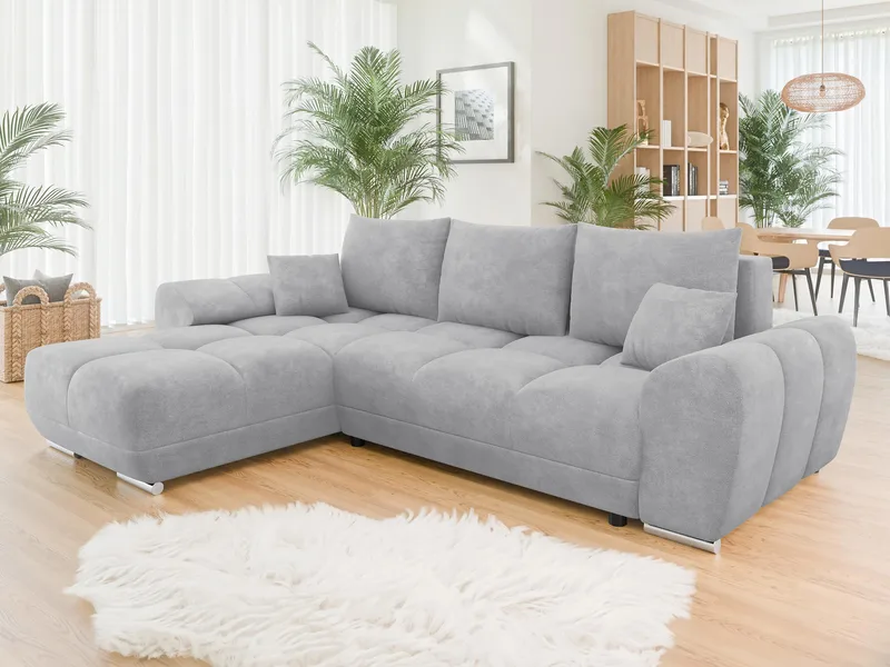 Simerly 4-sits Bäddsoffa divan vänster med förvaring - Grå - Möbler - Vardagsrum - Bäddsoffor - Hörnbäddsoffa