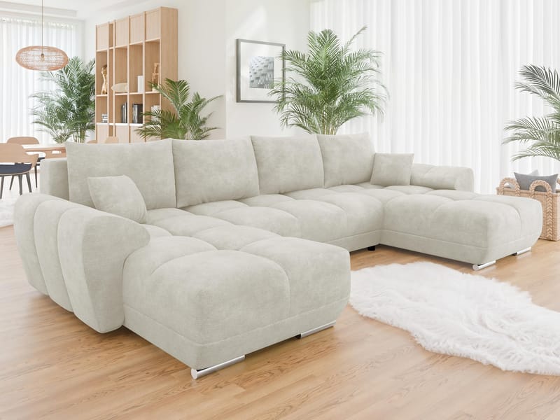 Simerly U-formad 5-sits Bäddsoffa med förvaring - beige - Möbler - Vardagsrum - Bäddsoffor - Hörnbäddsoffa