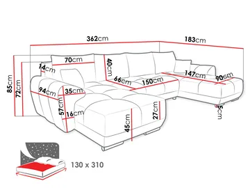Simerly U-formad 5-sits Bäddsoffa med förvaring - beige - Möbler - Vardagsrum - Bäddsoffor - Hörnbäddsoffa