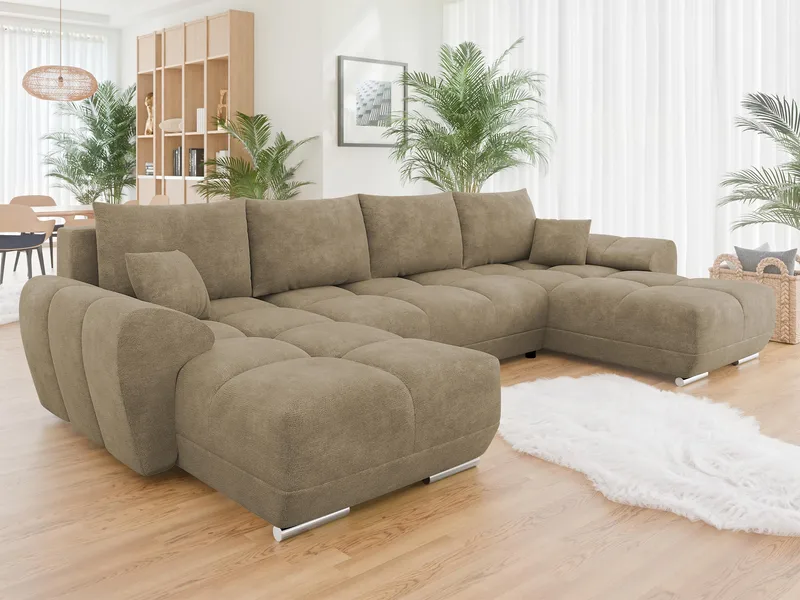 Simerly U-formad 5-sits Bäddsoffa med förvaring - beige - Möbler - Vardagsrum - Bäddsoffor - Hörnbäddsoffa